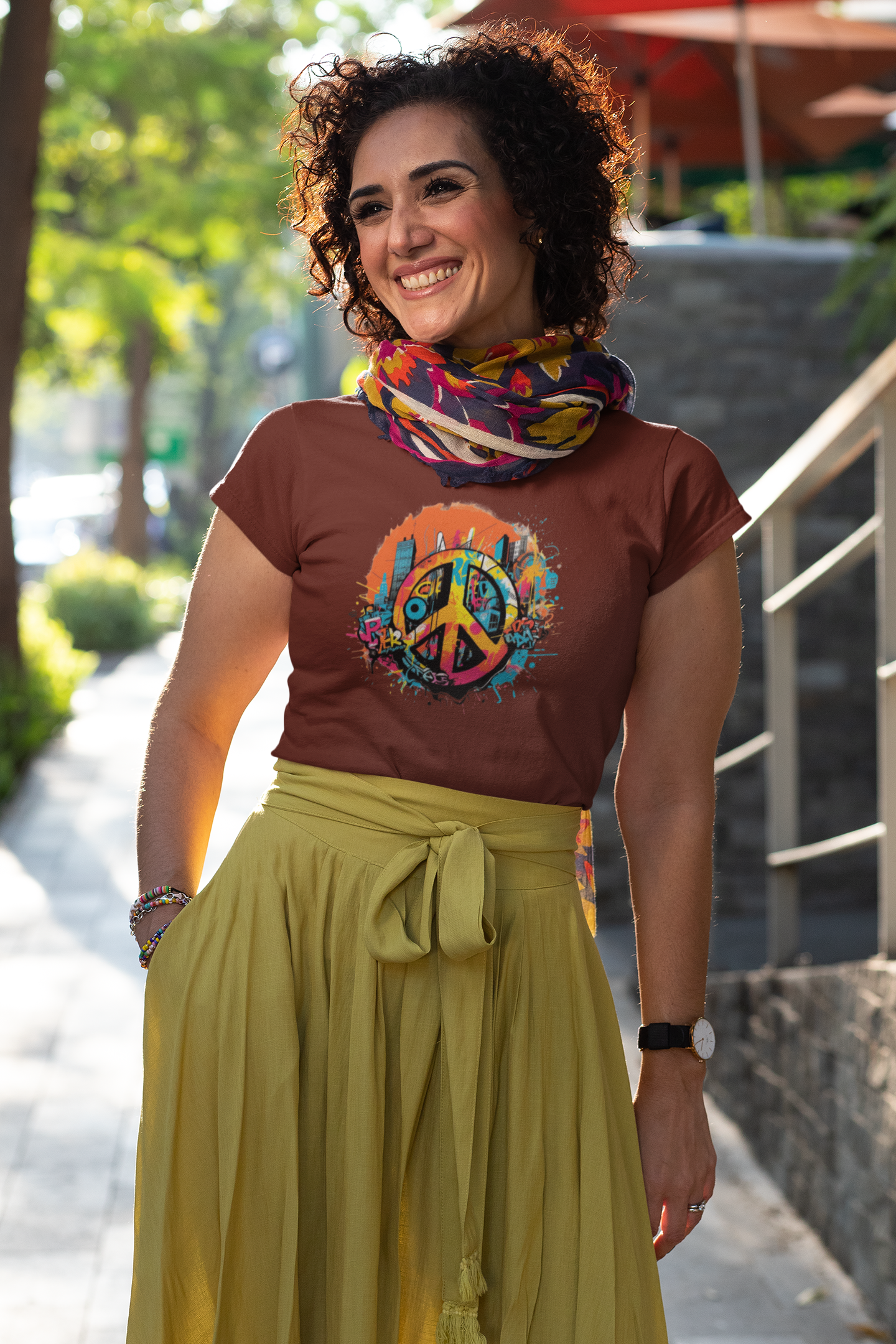 Women's T-Shirt | Peace | Coffee Brown