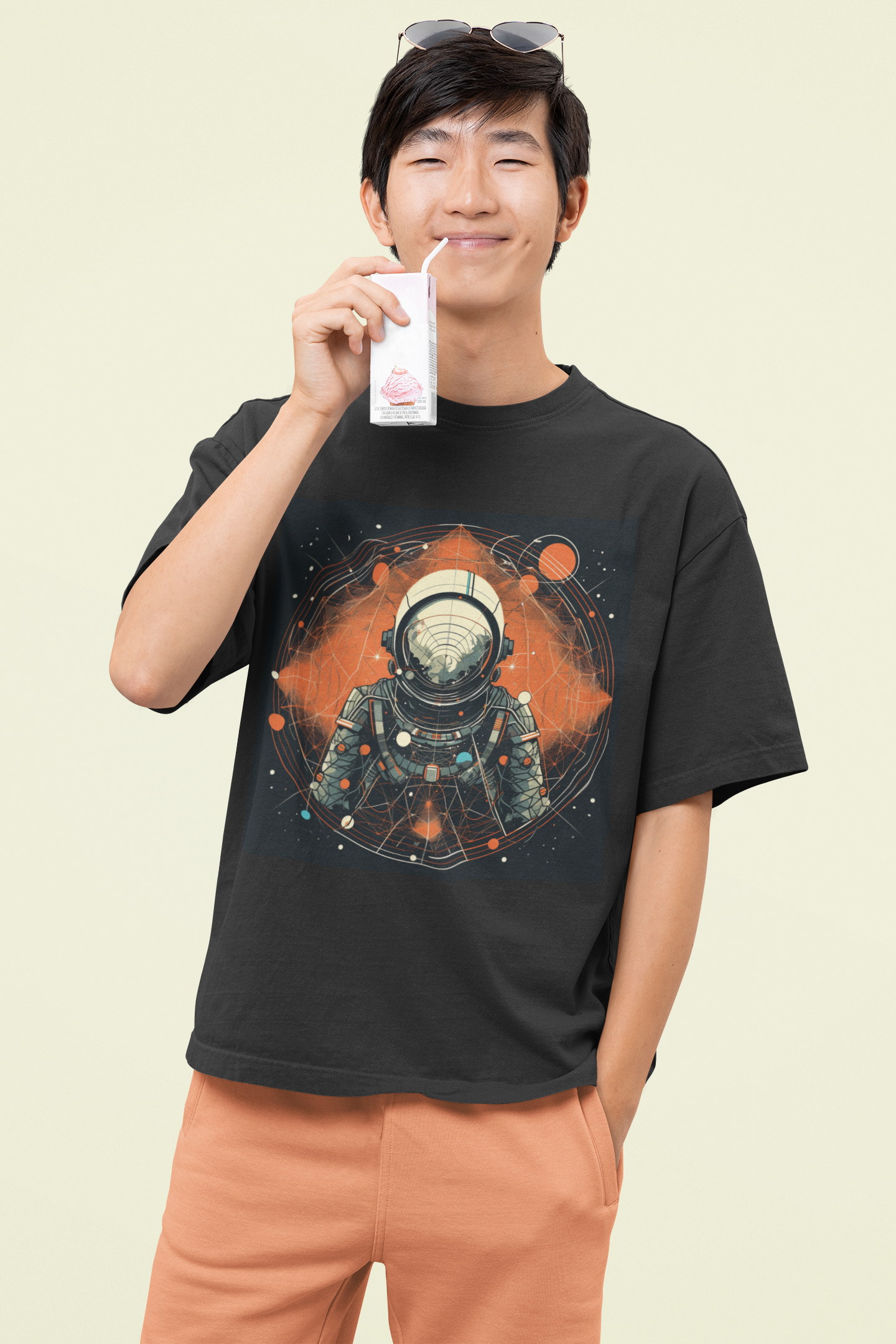 Oversized T-shirt | Space Man | Black |