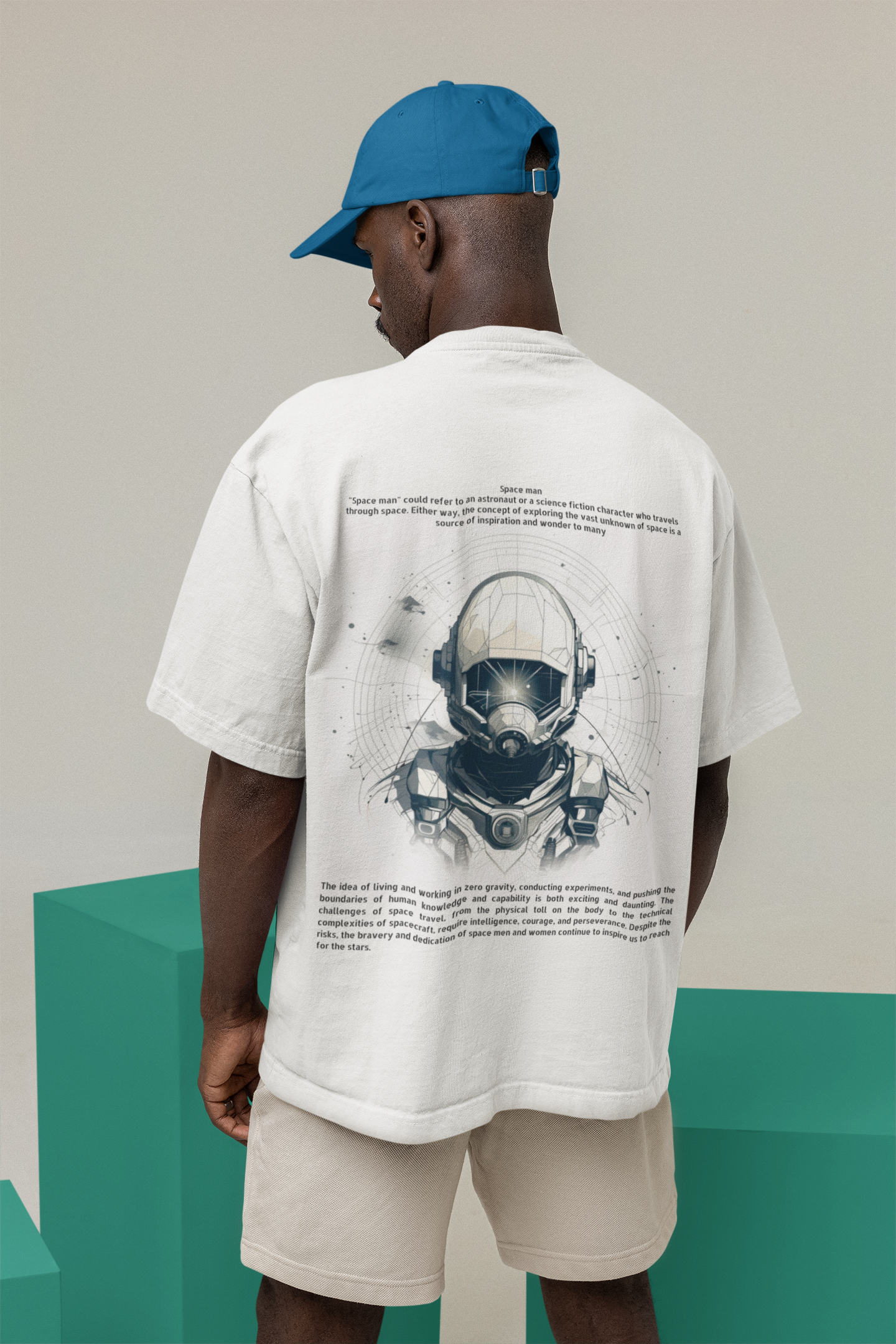 Oversized T-Shirt | Space Man | White |