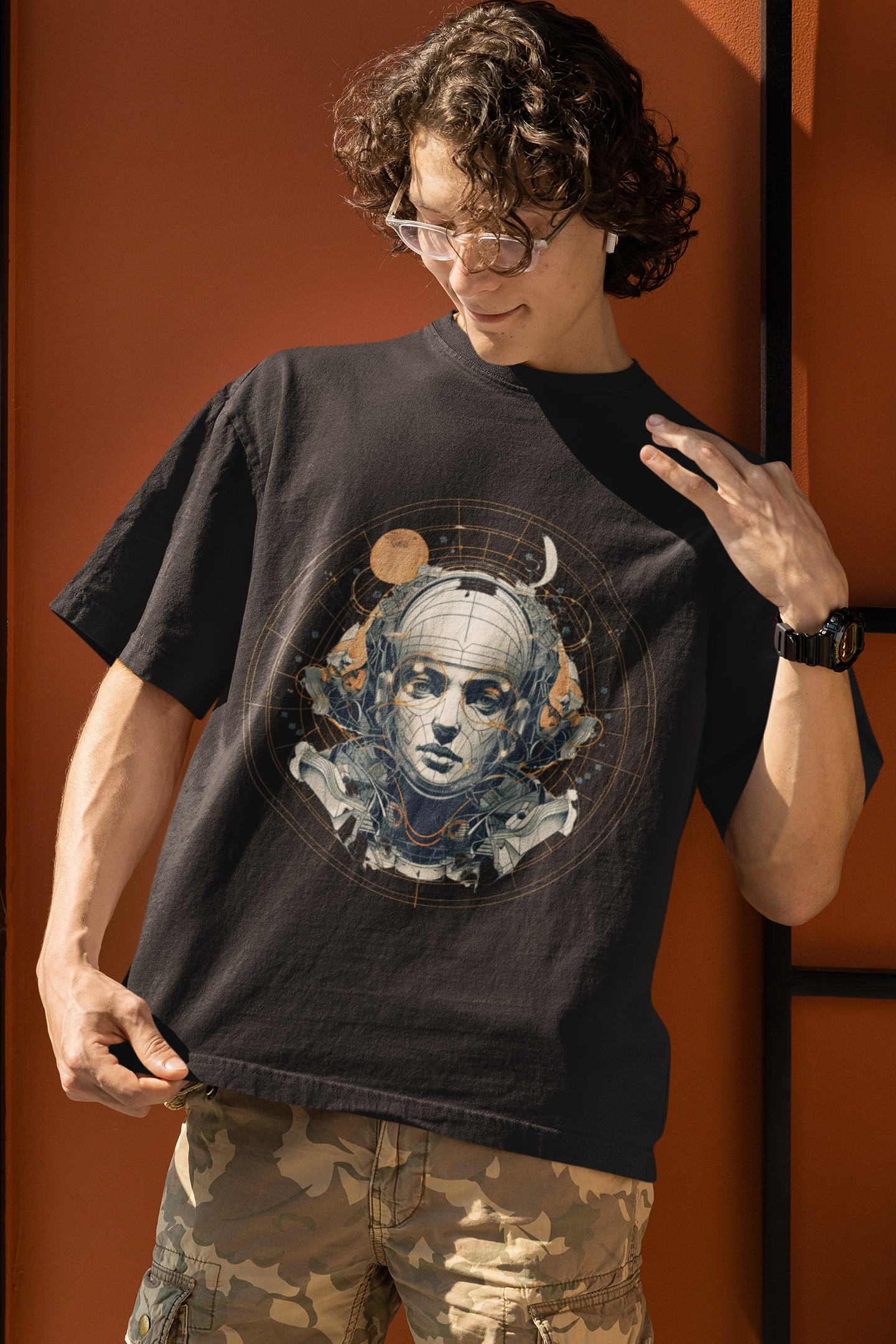 Oversized T-Shirt | Space Man | Black |