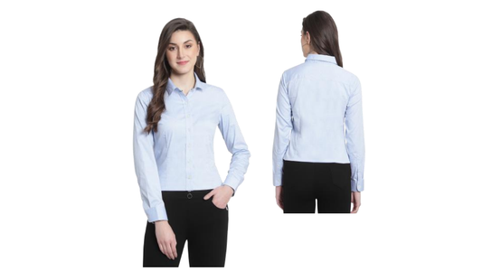 Cotton Women's Formal Shirt - Light Blue- USISH1056