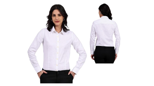 Cotton Women's Formal Shirt - White - USISH2012B